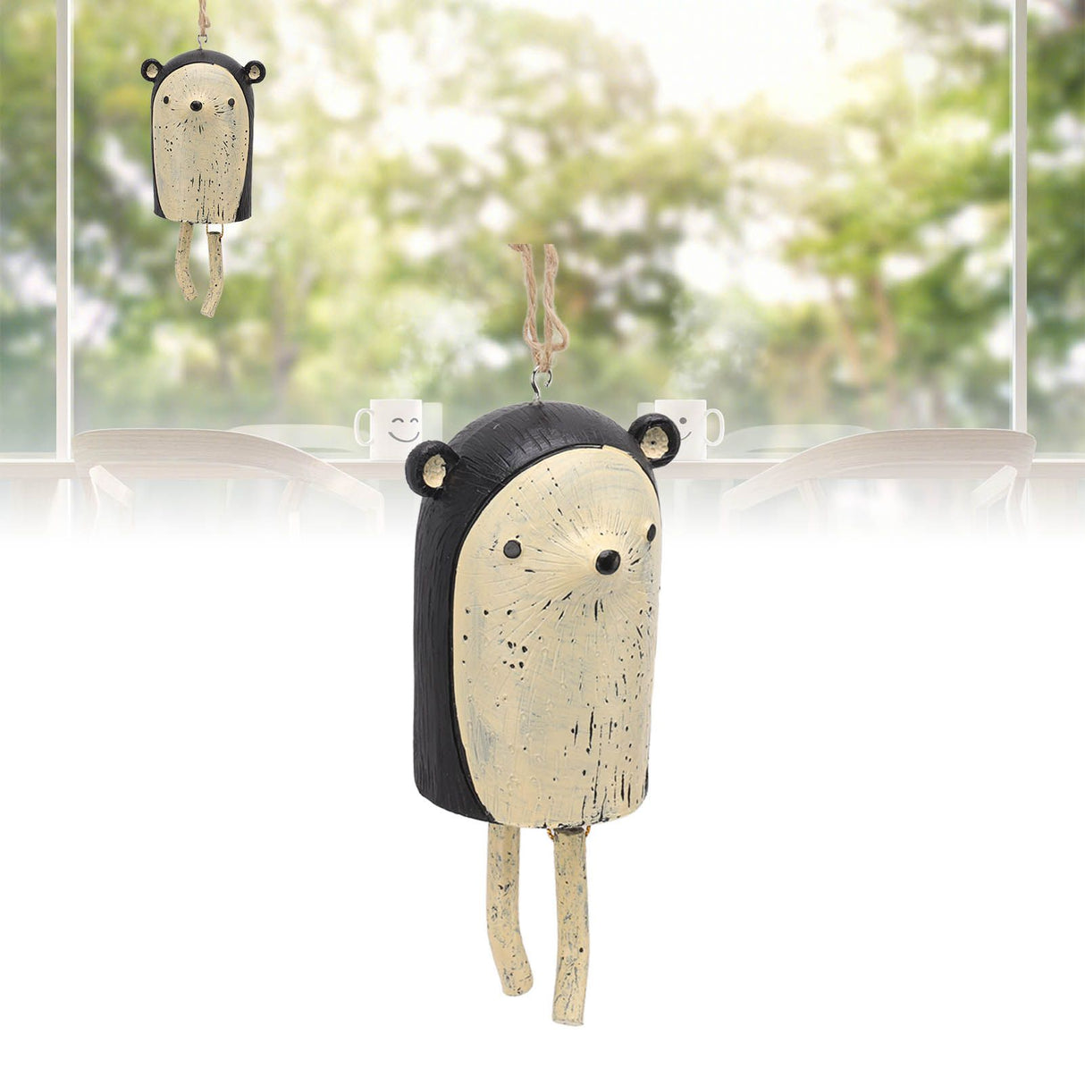 Rustic Hanging Animal Wind Chimes Resin Hand Made Natural Garden Decoration for Gardens Backyards Trees Yards E Hedgehog