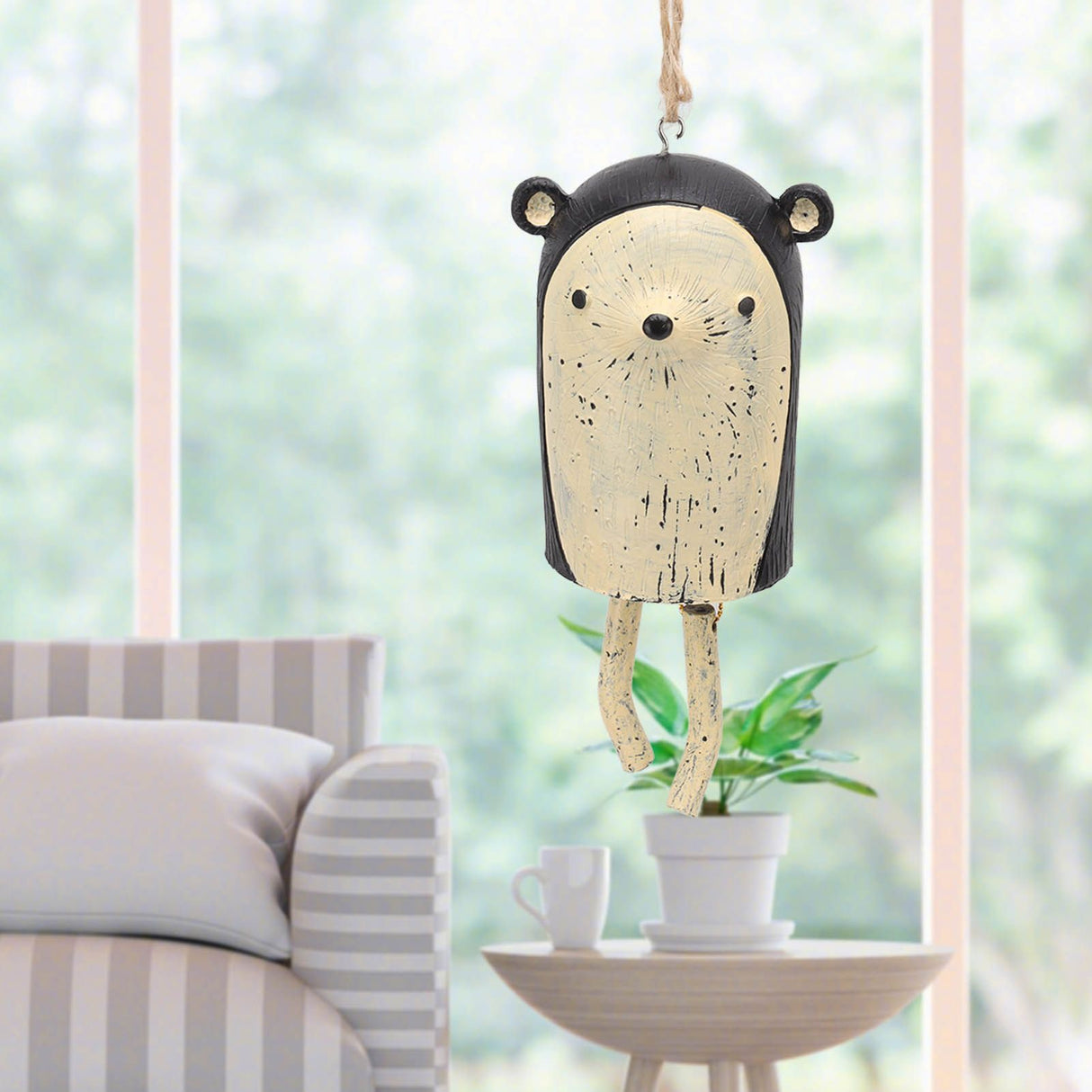 Rustic Hanging Animal Wind Chimes Resin Hand Made Natural Garden Decoration for Gardens Backyards Trees Yards E Hedgehog
