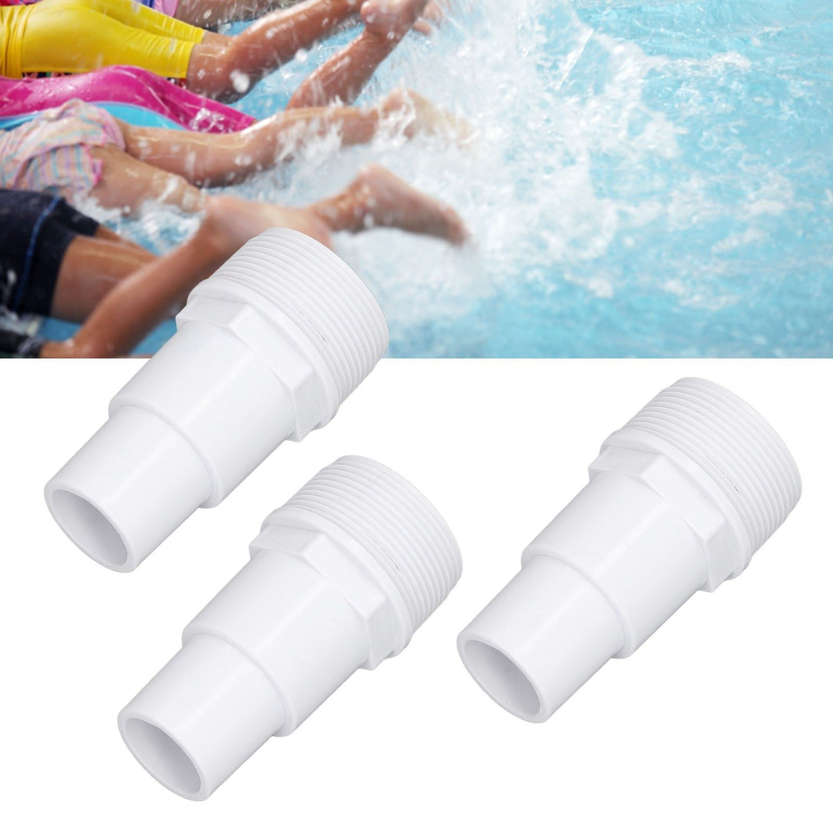3Pcs G1‑1/2 External Thread Hose Adapter Swimming Pool Supplies for Replacement of Above Ground Pool Pumps Filters Skimmers