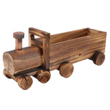 Wooden Flower Pot Cartoon Train Shape Good Ventilation Succulent Flower Pot Decoration for Garden Home Office