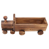 Wooden Flower Pot Cartoon Train Shape Good Ventilation Succulent Flower Pot Decoration for Garden Home Office - Close-Up Angle