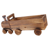 Wooden Flower Pot Cartoon Train Shape Good Ventilation Succulent Flower Pot Decoration for Garden Home Office - Extra Image