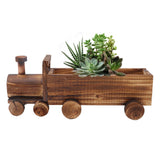 Wooden Flower Pot Cartoon Train Shape Good Ventilation Succulent Flower Pot Decoration for Garden Home Office