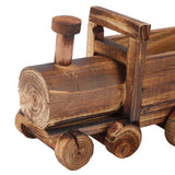 Wooden Flower Pot Cartoon Train Shape Good Ventilation Succulent Flower Pot Decoration for Garden Home Office