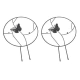 2PCS Flower Plant Support Stand Iron Climbing Frame for Home Garden Round Ring Design Black
