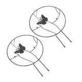 2PCS Flower Plant Support Stand Iron Climbing Frame for Home Garden Round Ring Design Black