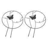 2PCS Flower Plant Support Stand Iron Climbing Frame for Home Garden Round Ring Design Black