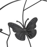 2PCS Flower Plant Support Stand Iron Climbing Frame for Home Garden Round Ring Design Black