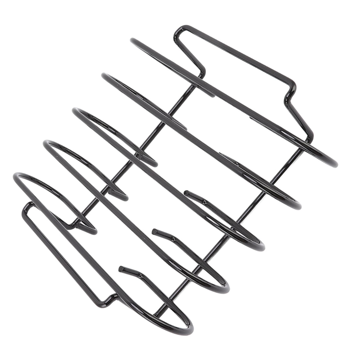 Rib Rack 4 Rows Capacity Compact Portable Iron Material Black Durable Reusable Barbecue Standing Rib Rack for Camping