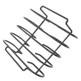 Rib Rack 4 Rows Capacity Compact Portable Iron Material Black Durable Reusable Barbecue Standing Rib Rack for Camping