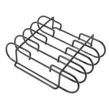 Rib Rack 4 Rows Capacity Compact Portable Iron Material Black Durable Reusable Barbecue Standing Rib Rack for Camping - Top-Down View