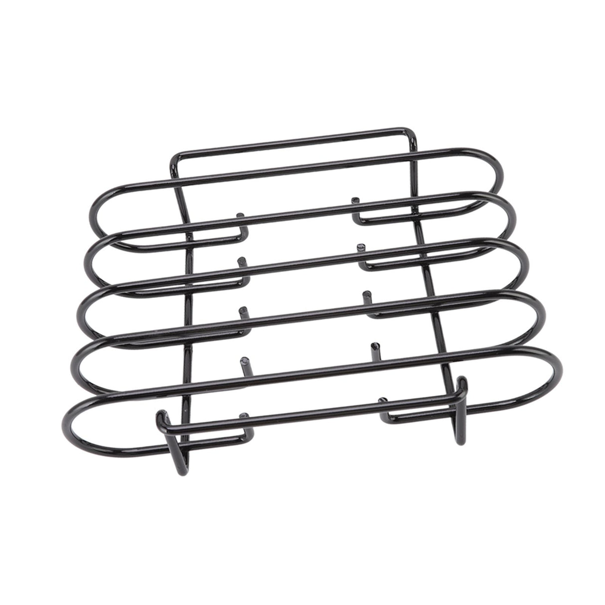 Rib Rack 4 Rows Capacity Compact Portable Iron Material Black Durable Reusable Barbecue Standing Rib Rack for Camping