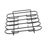 Rib Rack 4 Rows Capacity Compact Portable Iron Material Black Durable Reusable Barbecue Standing Rib Rack for Camping