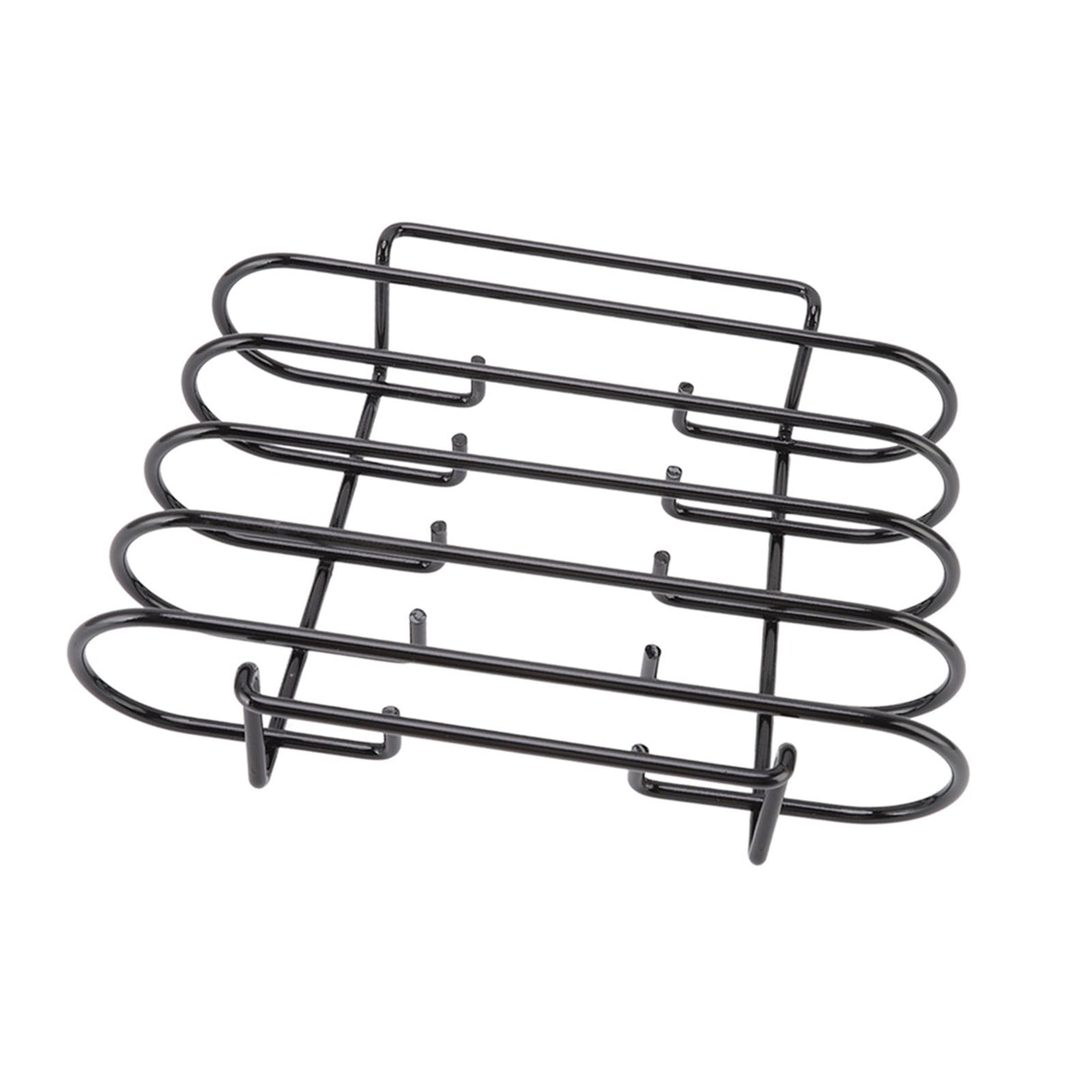 Rib Rack 4 Rows Capacity Compact Portable Iron Material Black Durable Reusable Barbecue Standing Rib Rack for Camping