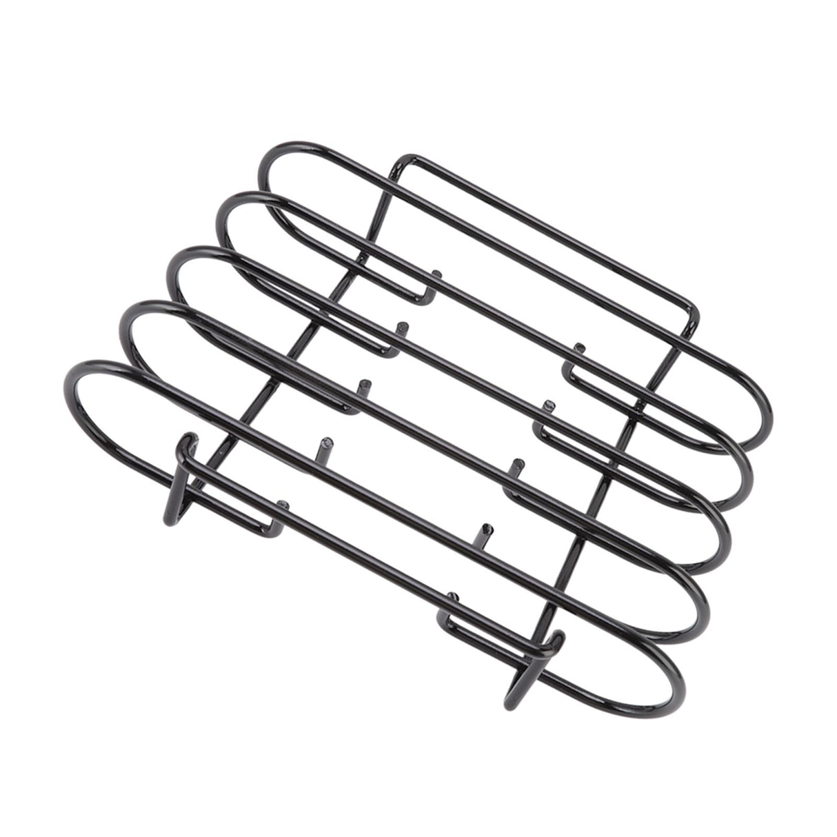 Rib Rack 4 Rows Capacity Compact Portable Iron Material Black Durable Reusable Barbecue Standing Rib Rack for Camping