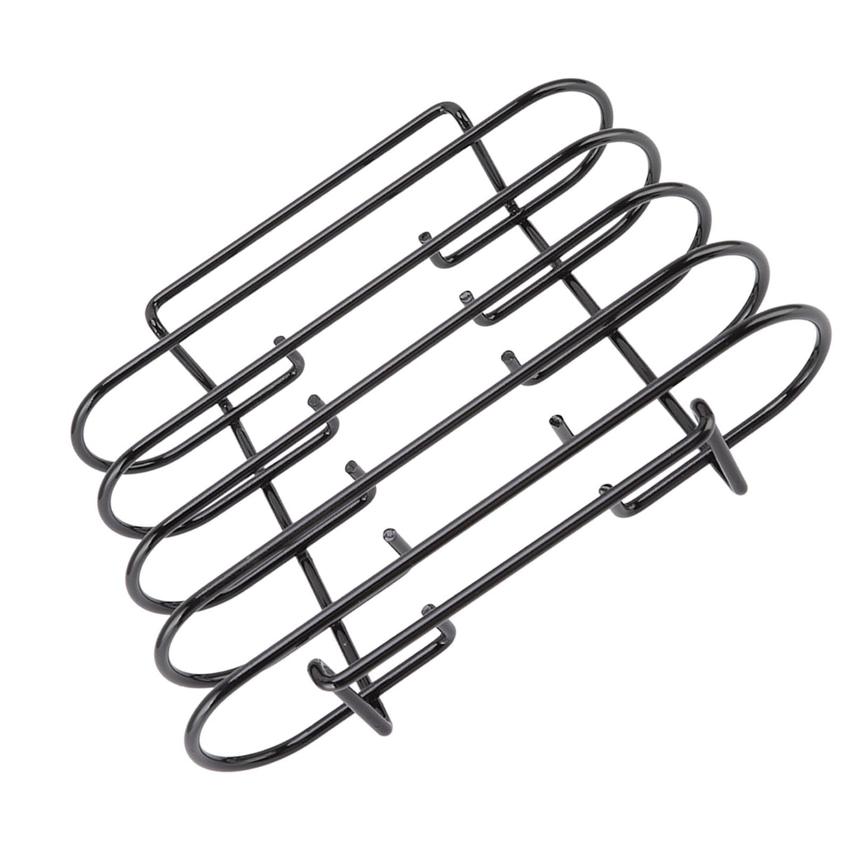 Rib Rack 4 Rows Capacity Compact Portable Iron Material Black Durable Reusable Barbecue Standing Rib Rack for Camping