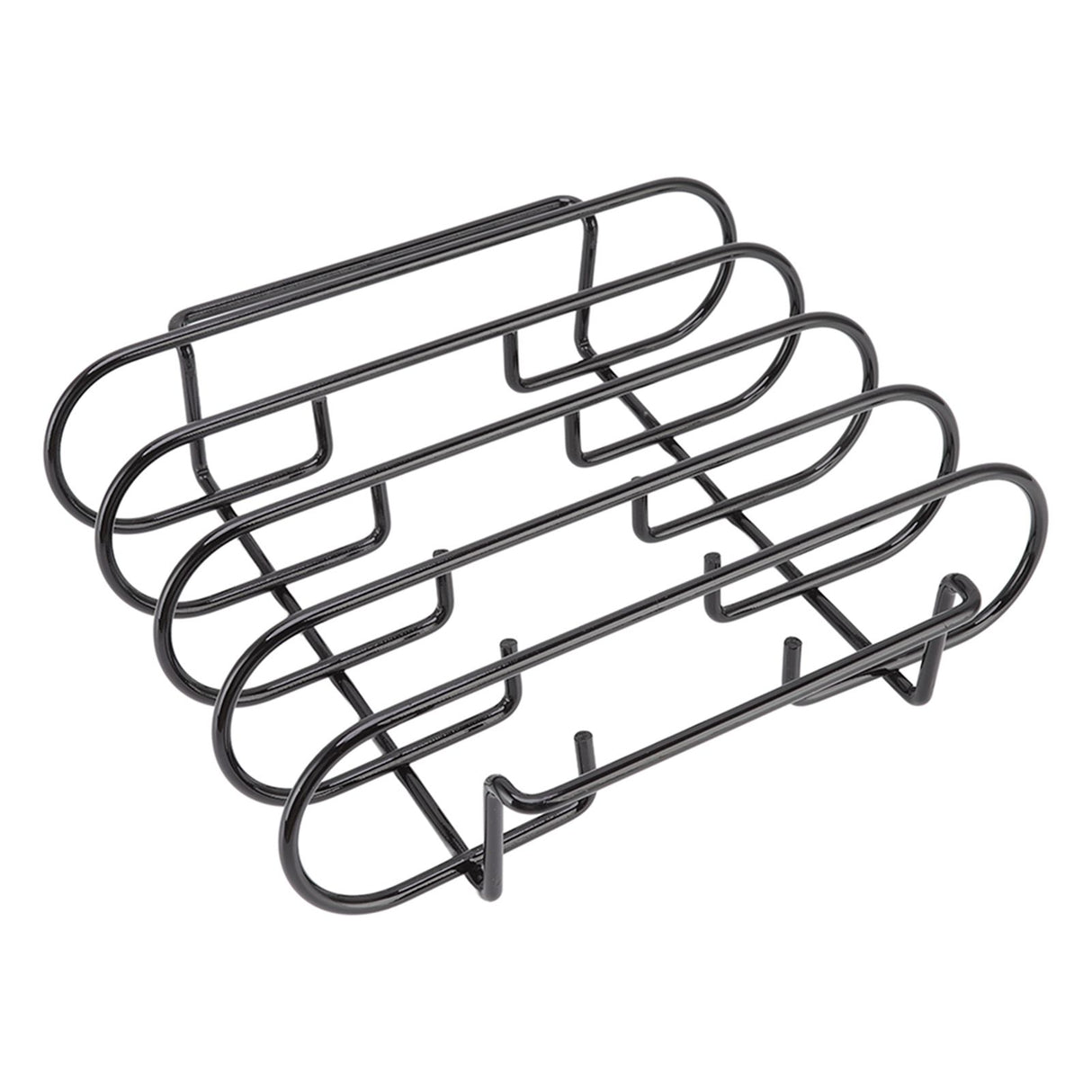 Rib Rack 4 Rows Capacity Compact Portable Iron Material Black Durable Reusable Barbecue Standing Rib Rack for Camping
