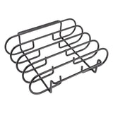 Rib Rack 4 Rows Capacity Compact Portable Iron Material Black Durable Reusable Barbecue Standing Rib Rack for Camping