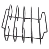 Rib Rack 4 Rows Capacity Compact Portable Iron Material Black Durable Reusable Barbecue Standing Rib Rack for Camping