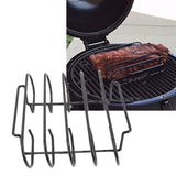 Rib Rack 4 Rows Capacity Compact Portable Iron Material Black Durable Reusable Barbecue Standing Rib Rack for Camping