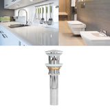 Sink Drain Stopper Copper Stainless Steel Bathroom Wash Basin Sink Drain Part for Home KitchenSilver with Overflow