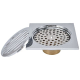 Floor Drain Square Copper Odor Resistant Self Sealing Gravity Floor Drain for Bathroom Kitchen Balconies - Front View