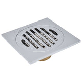 Floor Drain Square Copper Odor Resistant Self Sealing Gravity Floor Drain for Bathroom Kitchen Balconies - Top-Down View
