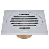 Floor Drain Square Copper Odor Resistant Self Sealing Gravity Floor Drain for Bathroom Kitchen Balconies - Close-Up Angle
