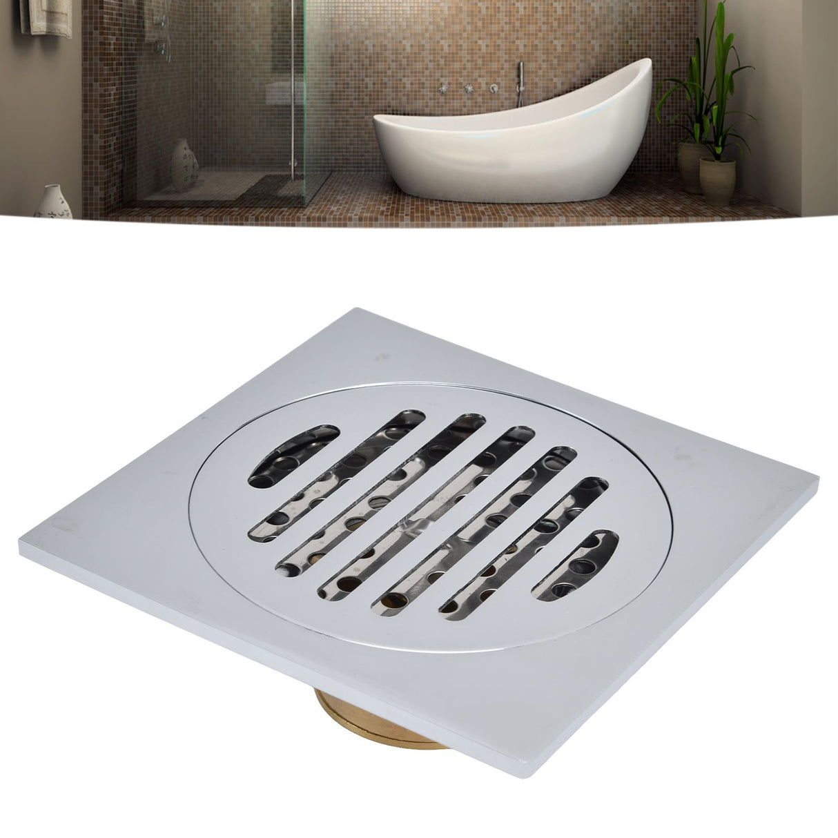 Floor Drain Square Copper Odor Resistant Self Sealing Gravity Floor Drain for Bathroom Kitchen Balconies