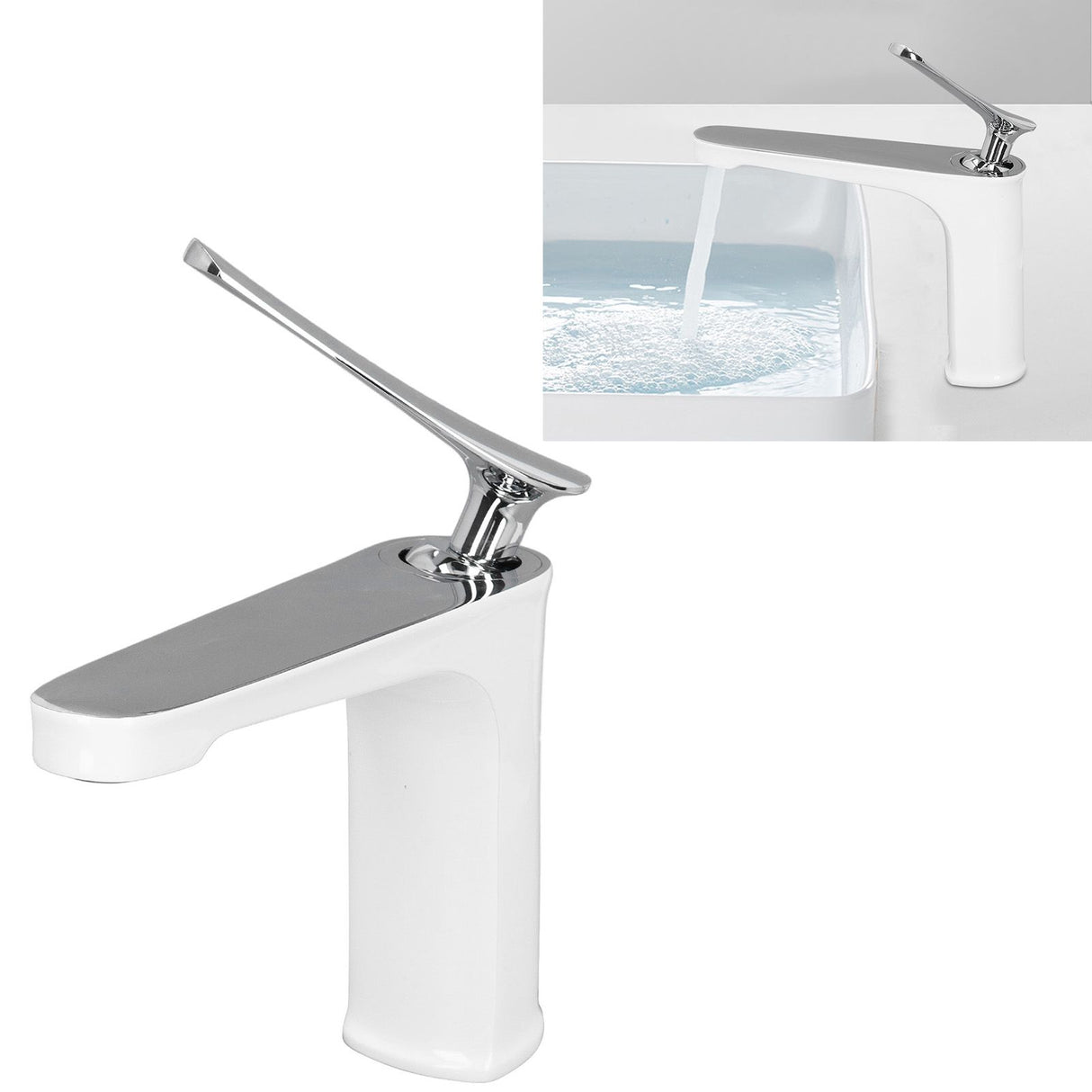 G1/2 Single Handle Basin Mixer Tap with Metal Handle Durable Solid Brass Bathroom Faucet