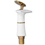 G1/2 Bathroom Faucet Washing Basin Bathroom Sink Tap Waterfall Single Hole Faucet for House Office BuildingWhite and Gold Short Style with Golden Handle