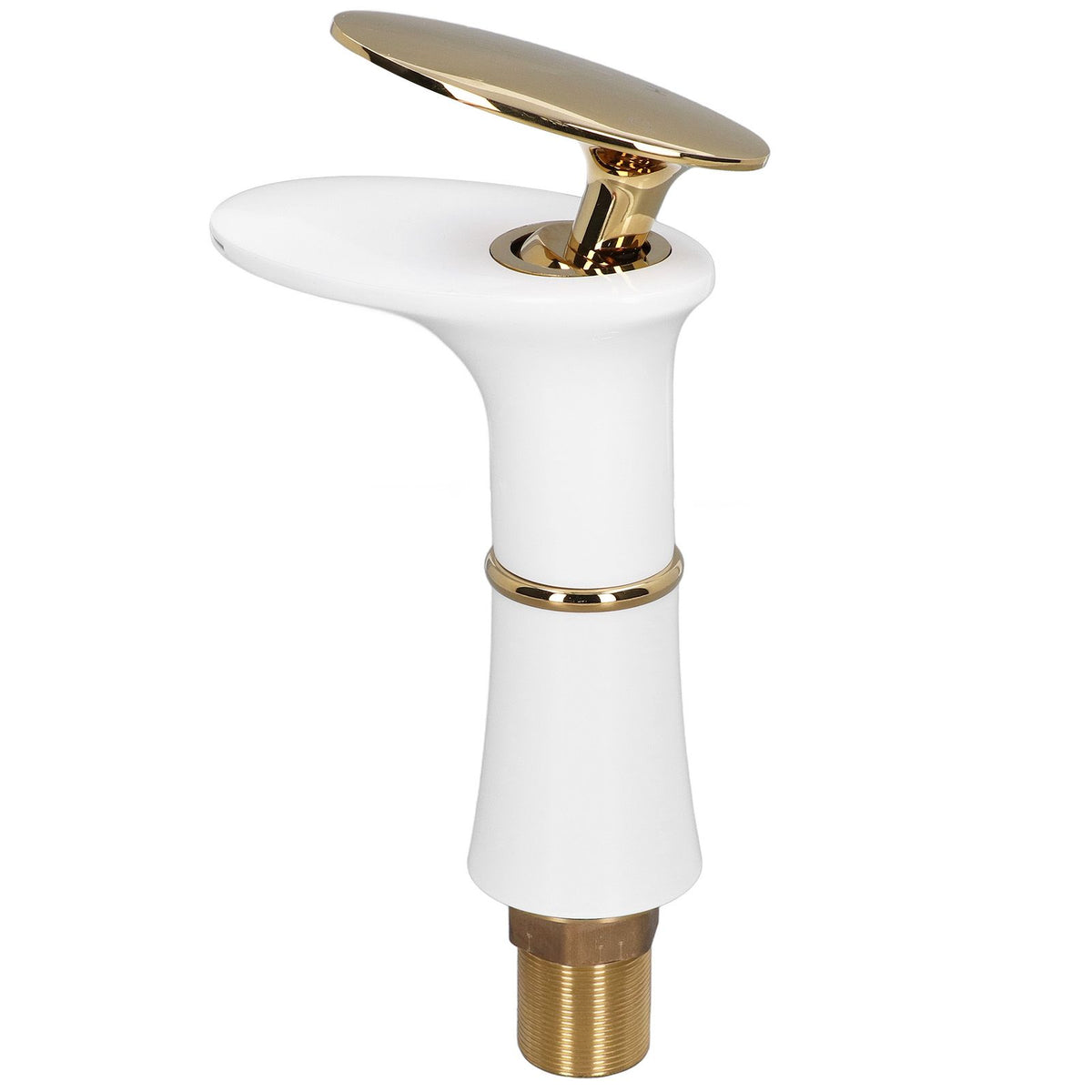 G1/2 Bathroom Faucet Washing Basin Bathroom Sink Tap Waterfall Single Hole Faucet for House Office BuildingWhite and Gold Short Style with Golden Handle