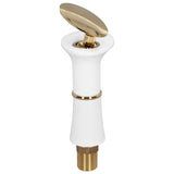 G1/2 Bathroom Faucet Washing Basin Bathroom Sink Tap Waterfall Single Hole Faucet for House Office BuildingWhite and Gold Short Style with Golden Handle - Low Angle