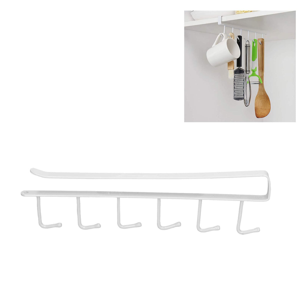 Coffee Mug Holder 6 Hooks Elegant Style Convenient Practical Stable Reliable Durable Wearable Kitchen Rack for HomeWhite