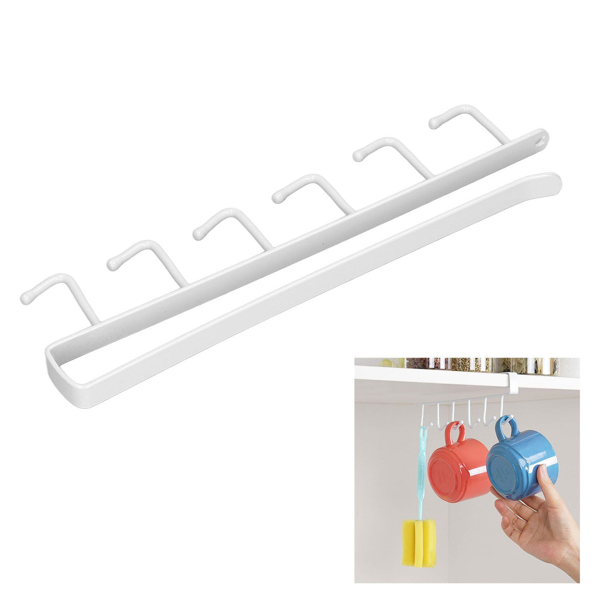 Coffee Mug Holder 6 Hooks Elegant Style Convenient Practical Stable Reliable Durable Wearable Kitchen Rack for HomeWhite