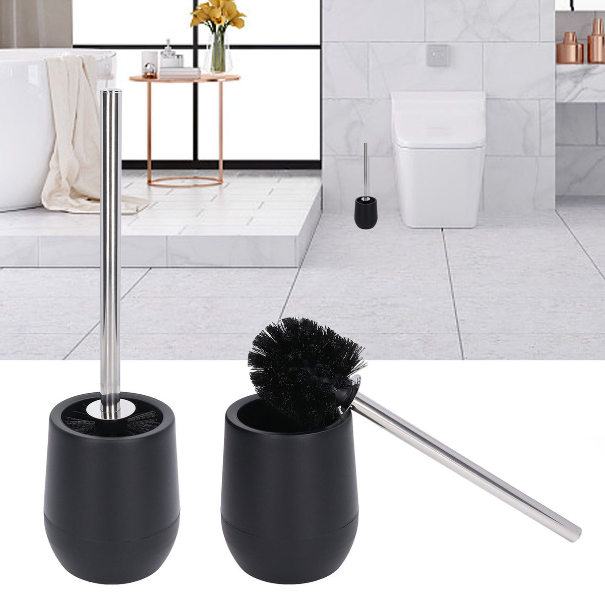 2Pcs Toilet Brush Robust Lockable Threads Efficient Safe Durable Material Home Accessory