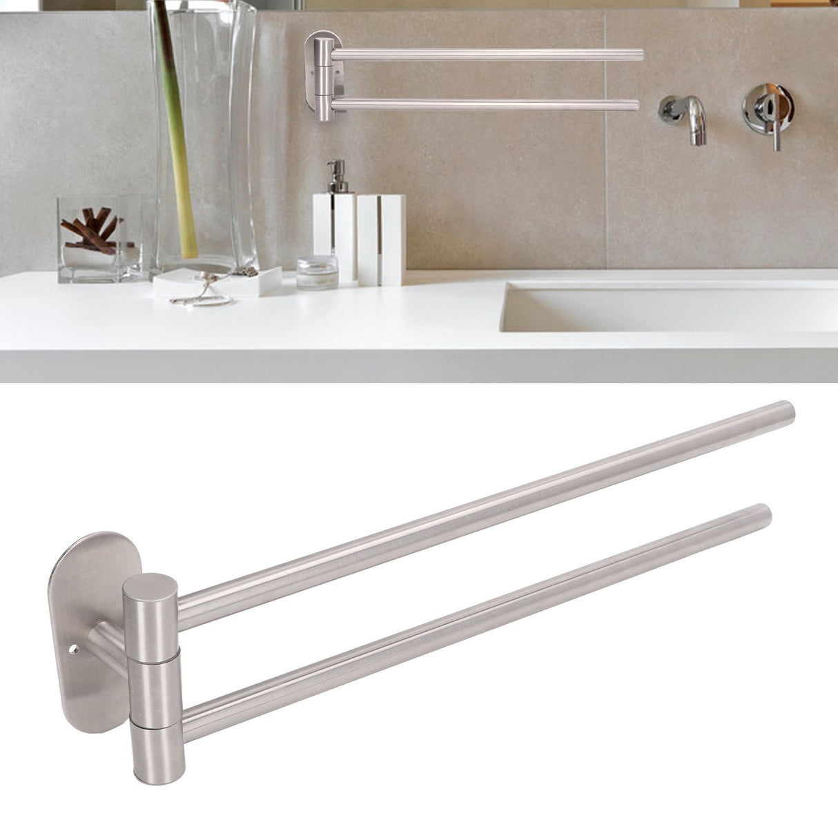 Stainless Steel Toilet Paper Bracket Single Seat 2 Poles Rotatable Toilet Paper Holder