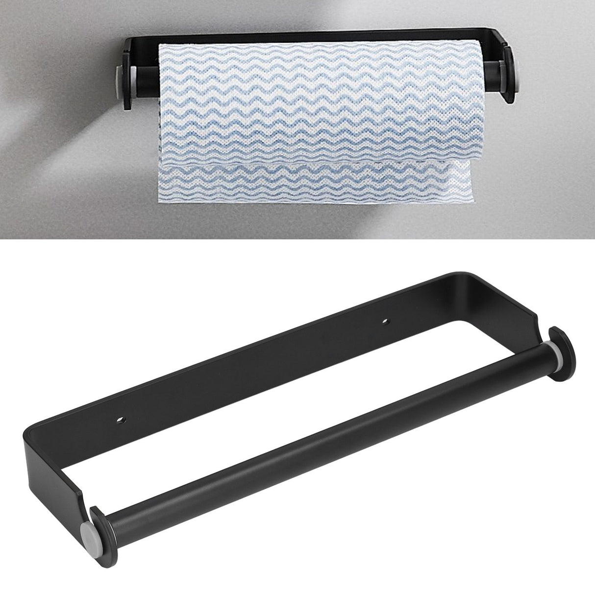 32cm Toilet Paper Holder Wall Mounted Toilet Tissue Roll Holders for Bathroom Kitchen Matte Black