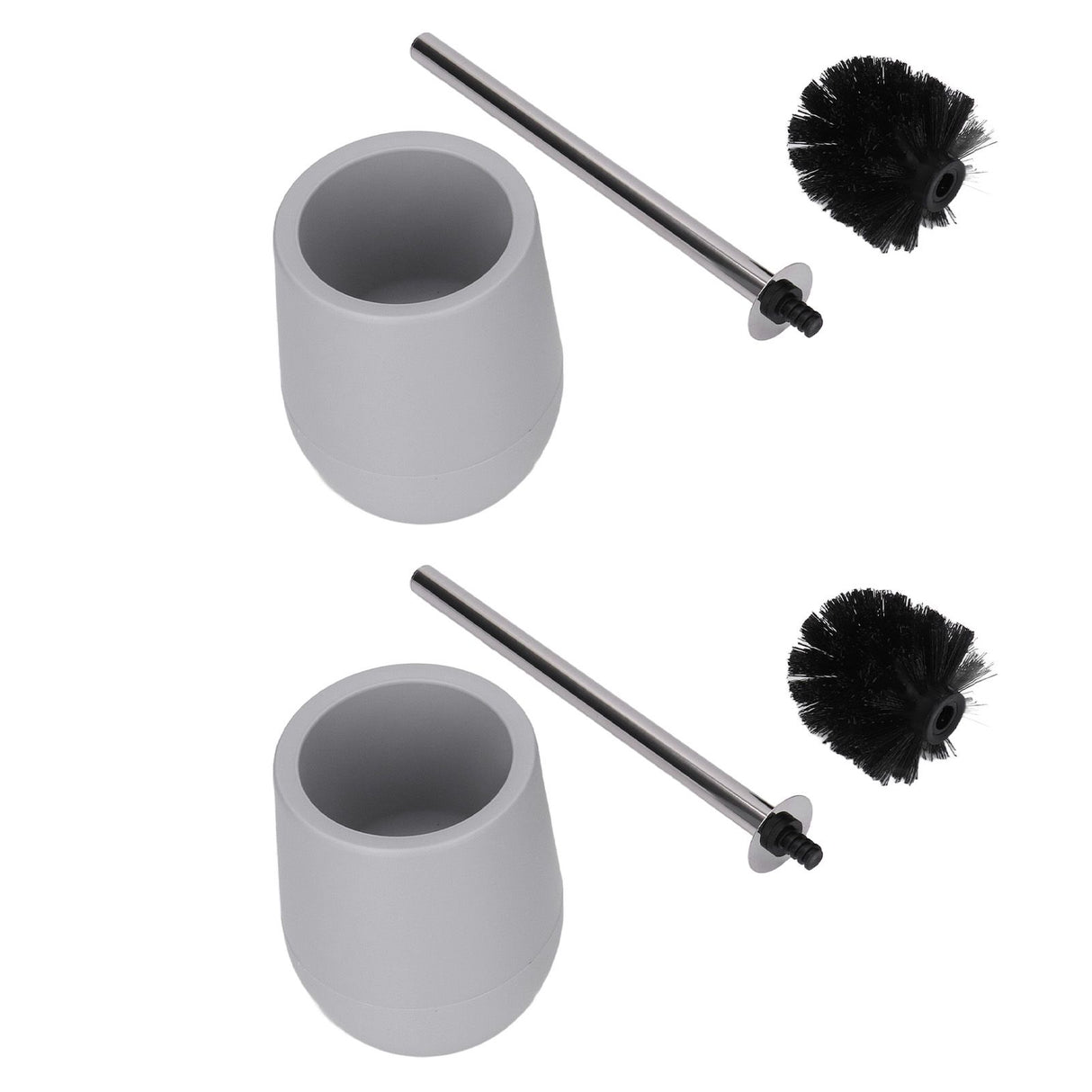 2sets Toilet Bowl Cleaner Brush Lockable Thread Convenient Practical Efficient Safe Reliable Durable Cleaning ToolsGray (2pcs/inner Box)