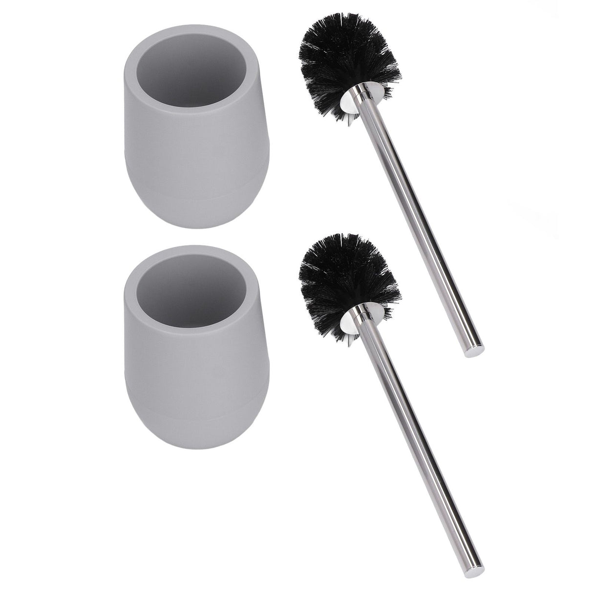 2sets Toilet Bowl Cleaner Brush Lockable Thread Convenient Practical Efficient Safe Reliable Durable Cleaning ToolsGray (2pcs/inner Box)