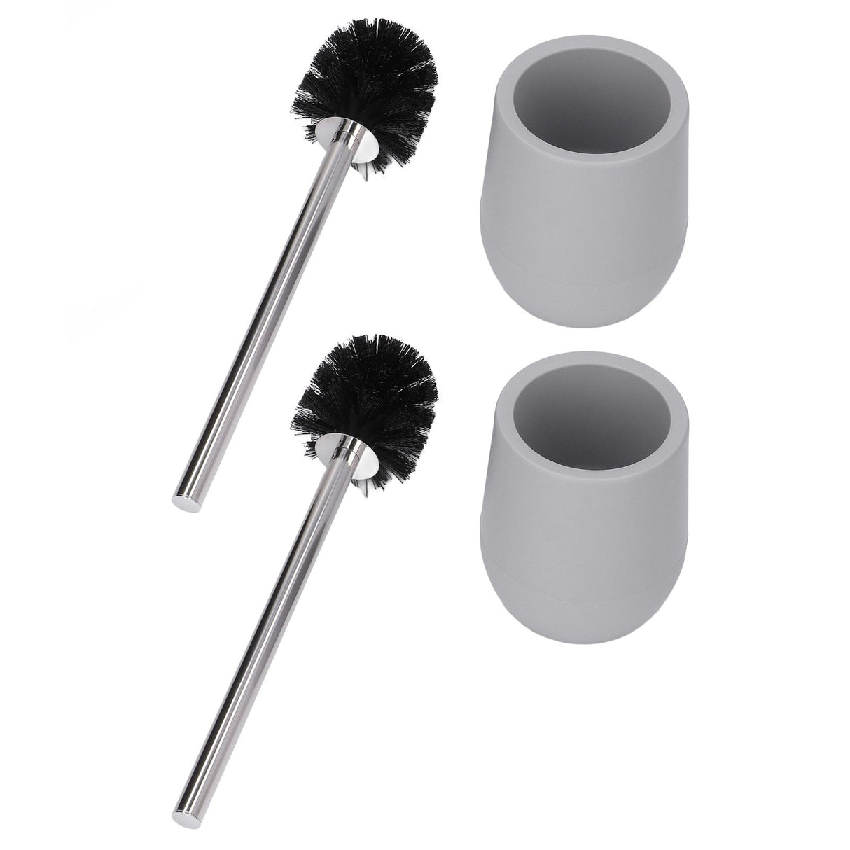 2sets Toilet Bowl Cleaner Brush Lockable Thread Convenient Practical Efficient Safe Reliable Durable Cleaning ToolsGray (2pcs/inner Box)