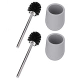 2sets Toilet Bowl Cleaner Brush Lockable Thread Convenient Practical Efficient Safe Reliable Durable Cleaning ToolsGray (2pcs/inner Box)