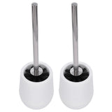 2sets Toilet Bowl Cleaner Brush Lockable Thread Convenient Practical Efficient Safe Reliable Durable Cleaning ToolsWhite (2pcs/inner Box) - Front View