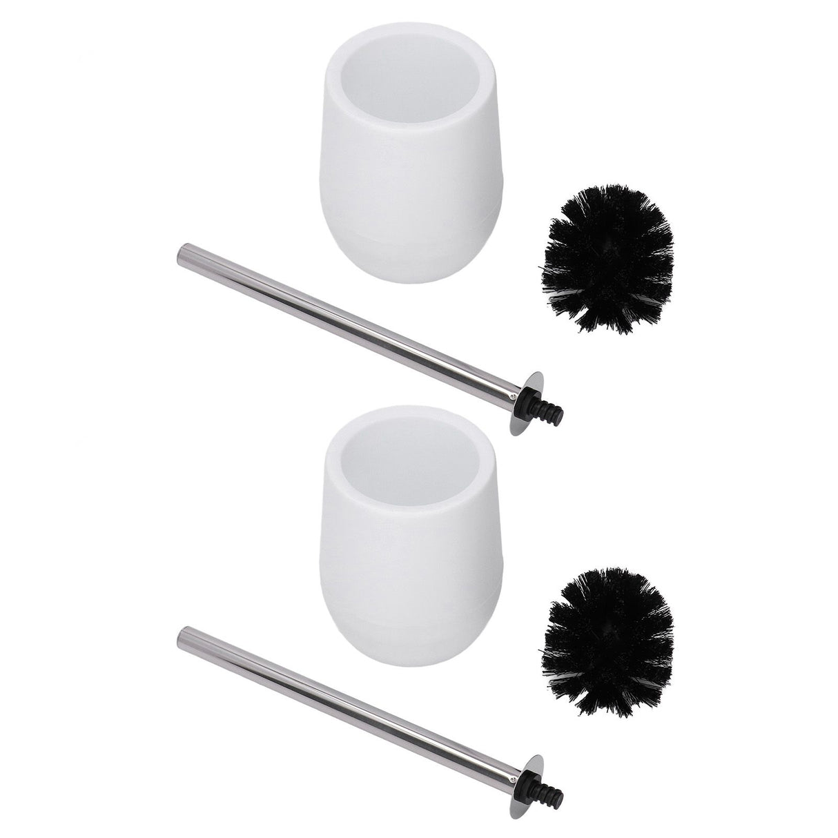 2sets Toilet Bowl Cleaner Brush Lockable Thread Convenient Practical Efficient Safe Reliable Durable Cleaning ToolsWhite (2pcs/inner Box)