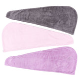 3Pcs Microfiber Hair Towel Wrap Twist Hair Drying Towel Thick Solid Quick Dry for Exercise Swim Hairdressing - Side View