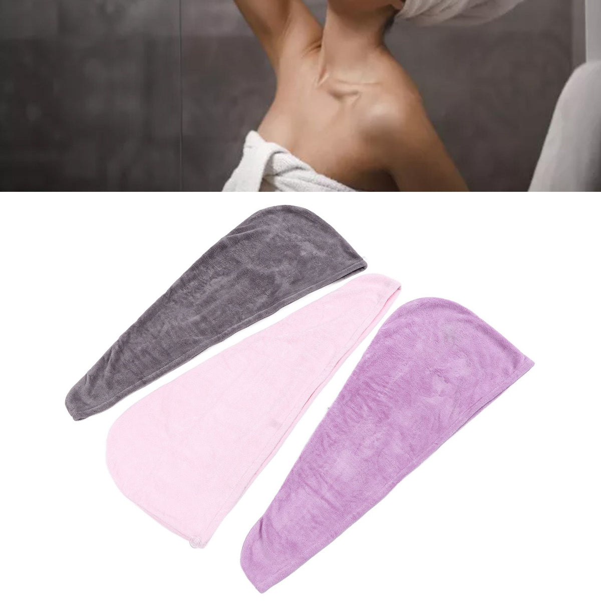 3Pcs Microfiber Hair Towel Wrap Twist Hair Drying Towel Thick Solid Quick Dry for Exercise Swim Hairdressing