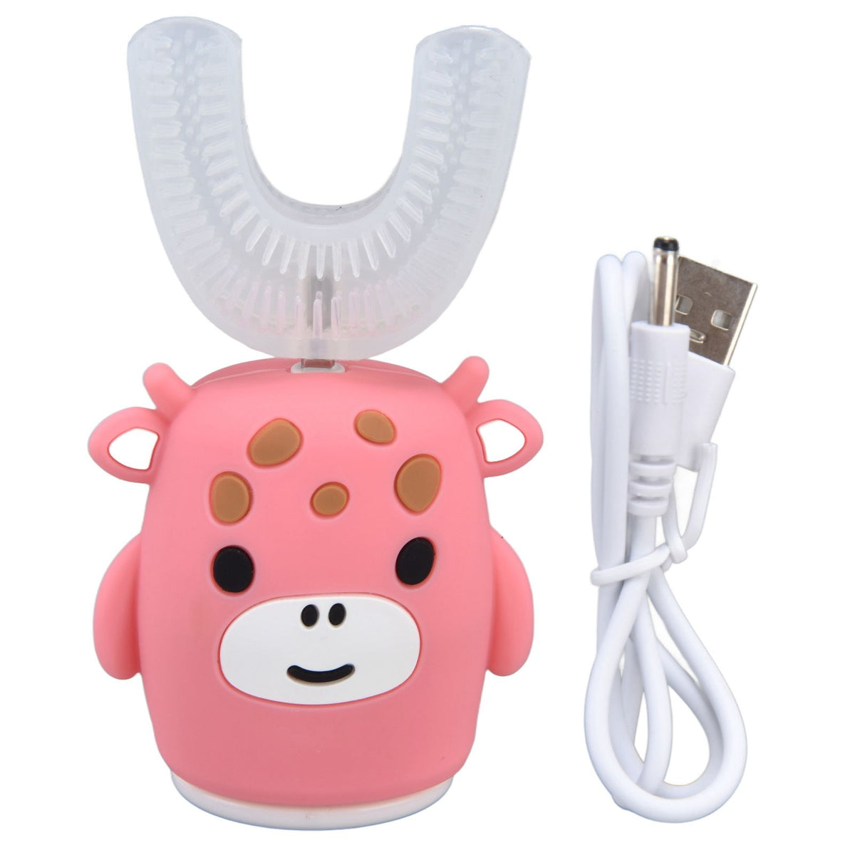 Kids U Shaped Toothbrush Pink Cartoon Electric 360° Tooth Rush Whole Mouth Teeth Cleaning MachineSmall