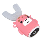 Kids U Shaped Toothbrush Pink Cartoon Electric 360° Tooth Rush Whole Mouth Teeth Cleaning MachineSmall - Front View