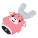 Kids U Shaped Toothbrush Pink Cartoon Electric 360° Tooth Rush Whole Mouth Teeth Cleaning MachineSmall - Top-Down View