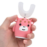 Kids U Shaped Toothbrush Pink Cartoon Electric 360° Tooth Rush Whole Mouth Teeth Cleaning MachineSmall